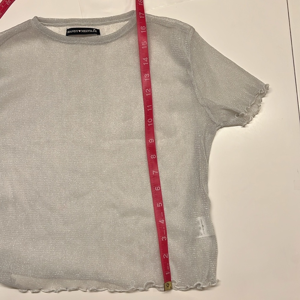 Brandy Melville Sheer White Short Sleeve Crop Top - Picture 7 of 8